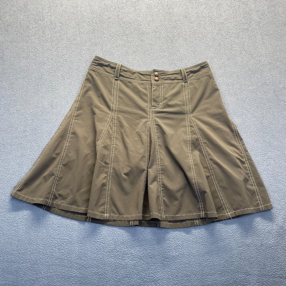 Athleta Whatever Tennis Mini Skort Womens  Green Pleated Front Zip Fly Button